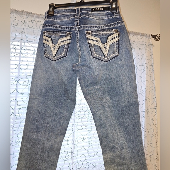 2 FOR $50 VIGOSS Heritage Fit Blue Medium Wash Capri Jeans - Picture 7 of 8